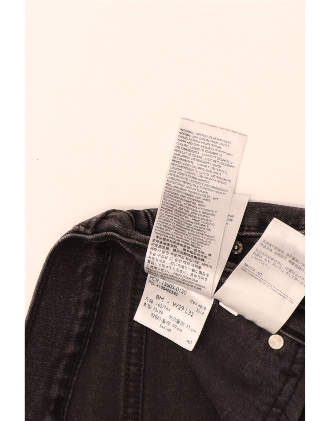 LEVI'S Jeans rectos 505 para mujer US 8 Medium W29 L30 Algodón negro