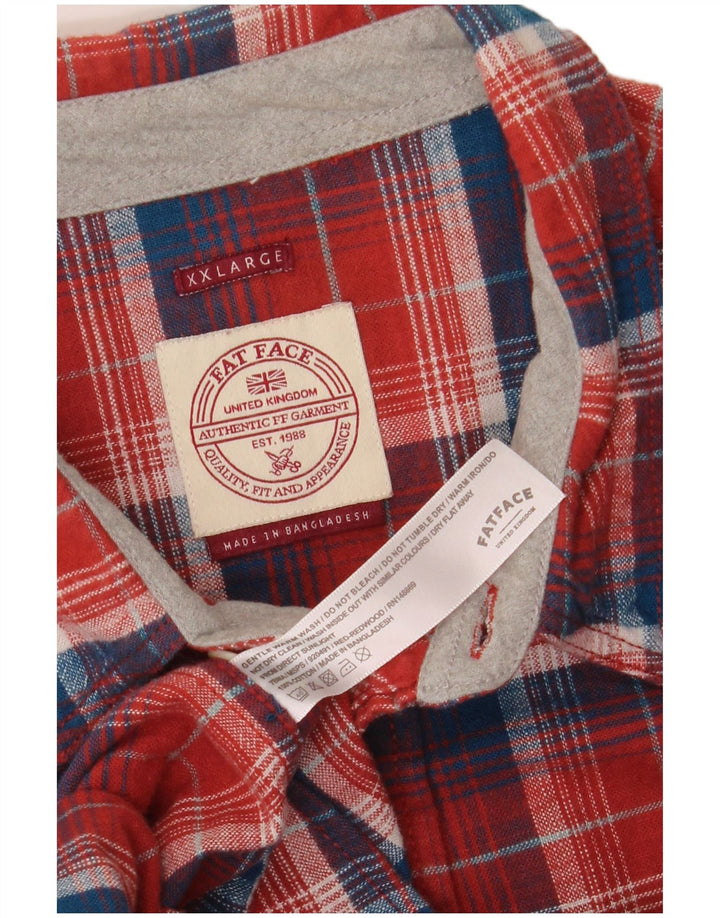 Camisa de franela para hombre Fat Face 2XL Algodón a cuadros rojos