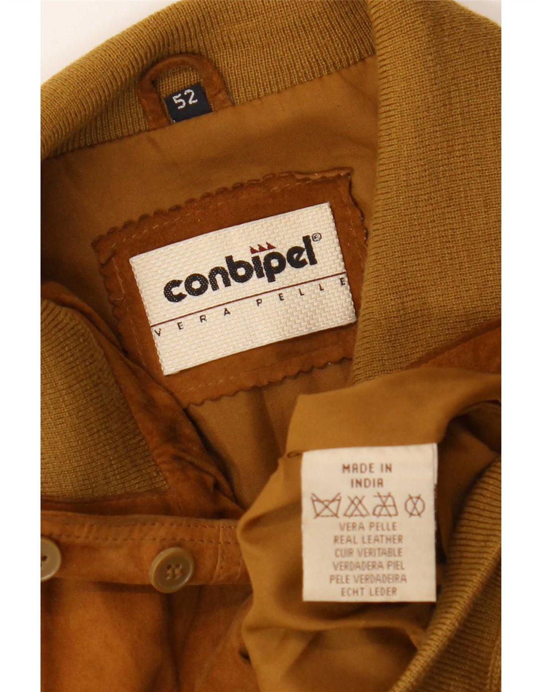 Conbipel Chaqueta bomber de ante para hombre IT 52 Cuero marrón grande