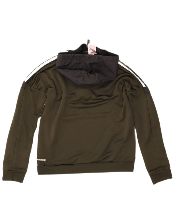 ADIDAS Jersey con capucha y cuello con cremallera Aeroready para niños 11-12 años Verde Poliéster