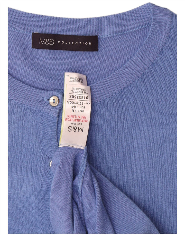 Marks & Spencer Suéter tipo cárdigan para mujer UK 46 Viscosa azul grande