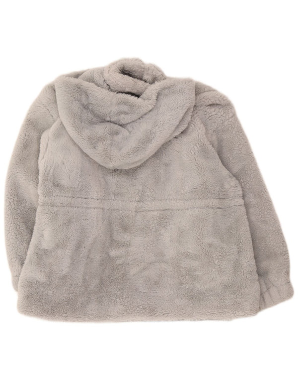 Guess Chaqueta Polar Extragrande con Capucha y Oso de Peluche para Mujer UK 18 XL Gris