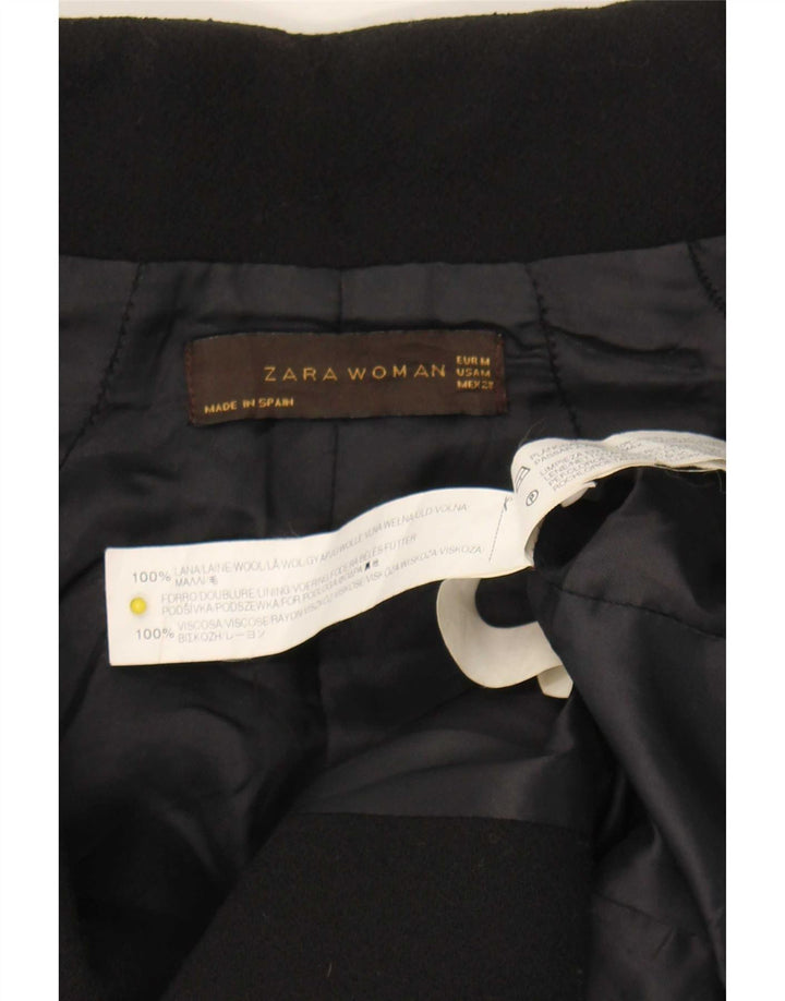 Zara Mujer Blazer Chaqueta UK 12 Mediana Lana Negra