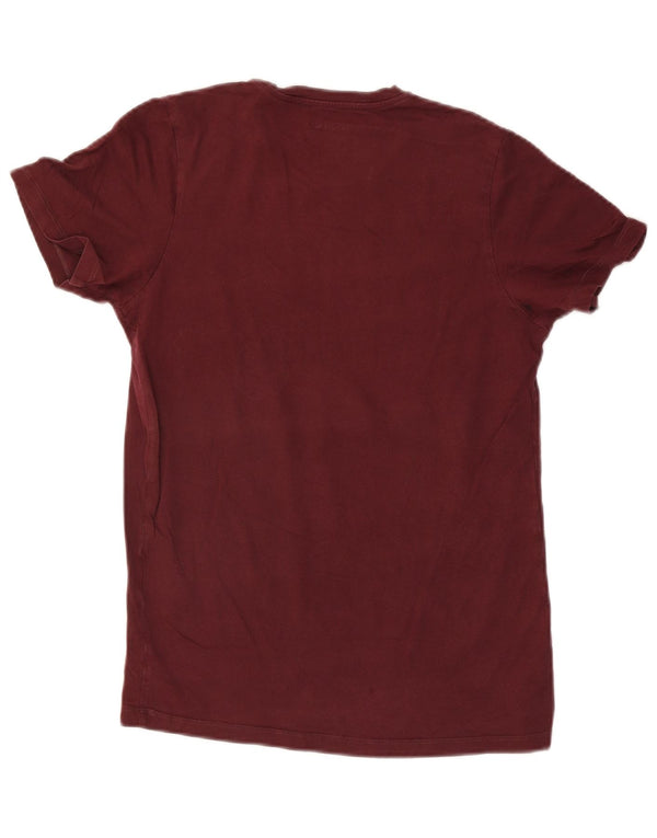 Jack & Jones Camiseta estampada para hombre Top pequeño de algodón burdeos