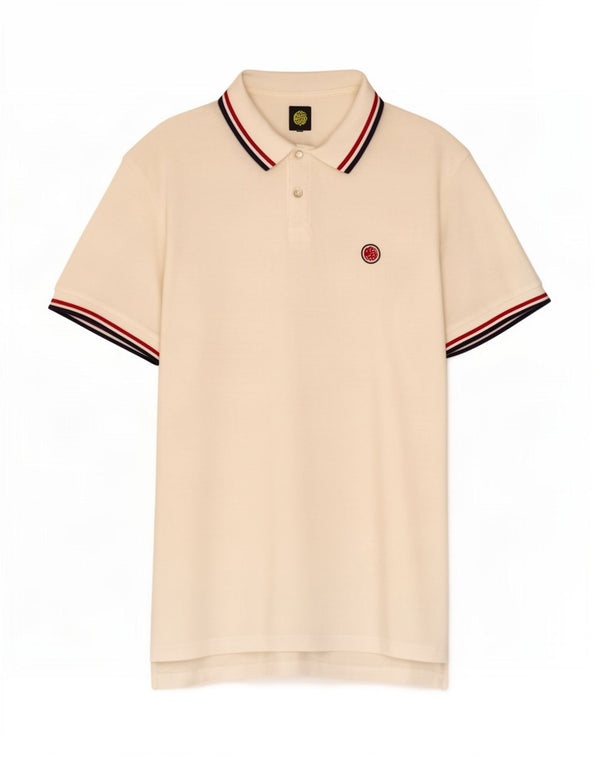 Polo de hombre Pretty Green de algodón a rayas blancas grandes