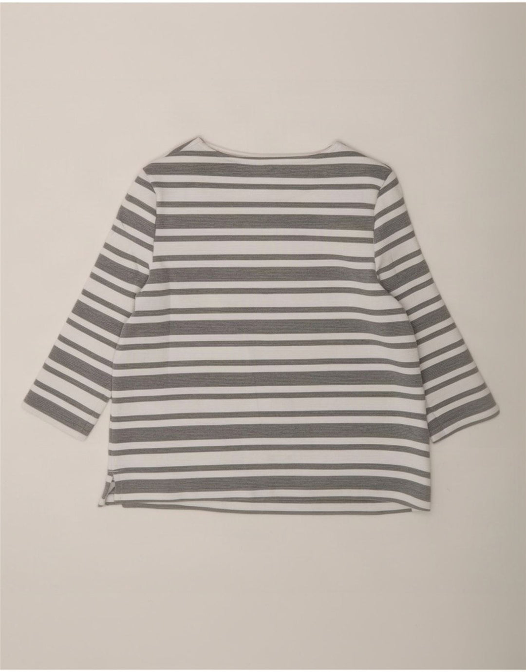 Marks & Spencer Top para mujer manga 3/4 UK 42 Poliéster a rayas gris medio