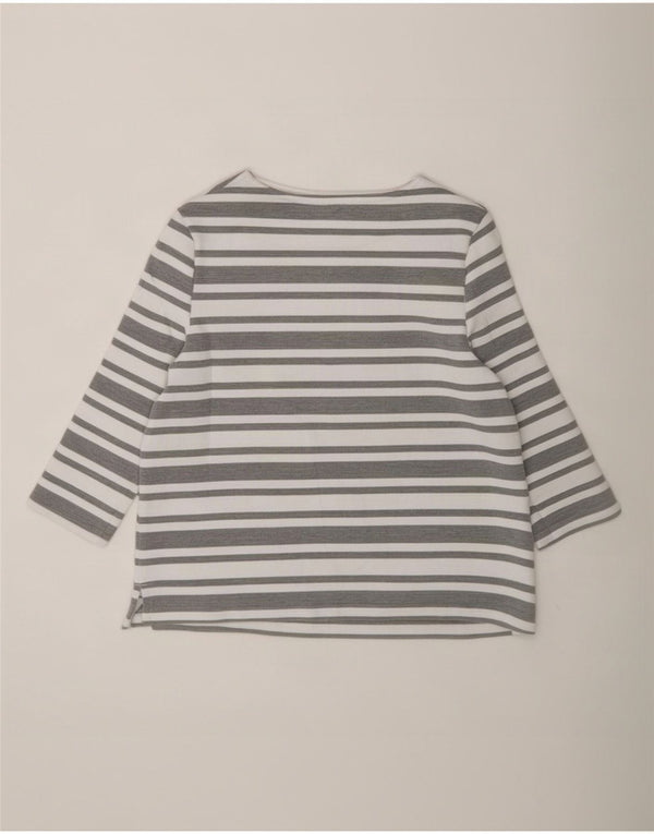 Marks & Spencer Top para mujer manga 3/4 UK 42 Poliéster a rayas gris medio