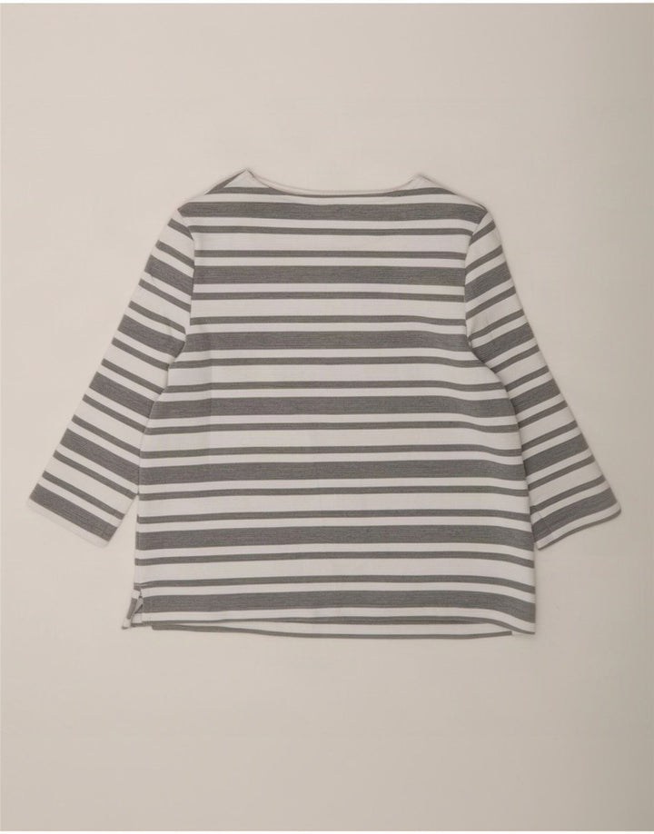 Marks & Spencer Top para mujer manga 3/4 UK 42 Poliéster a rayas gris medio