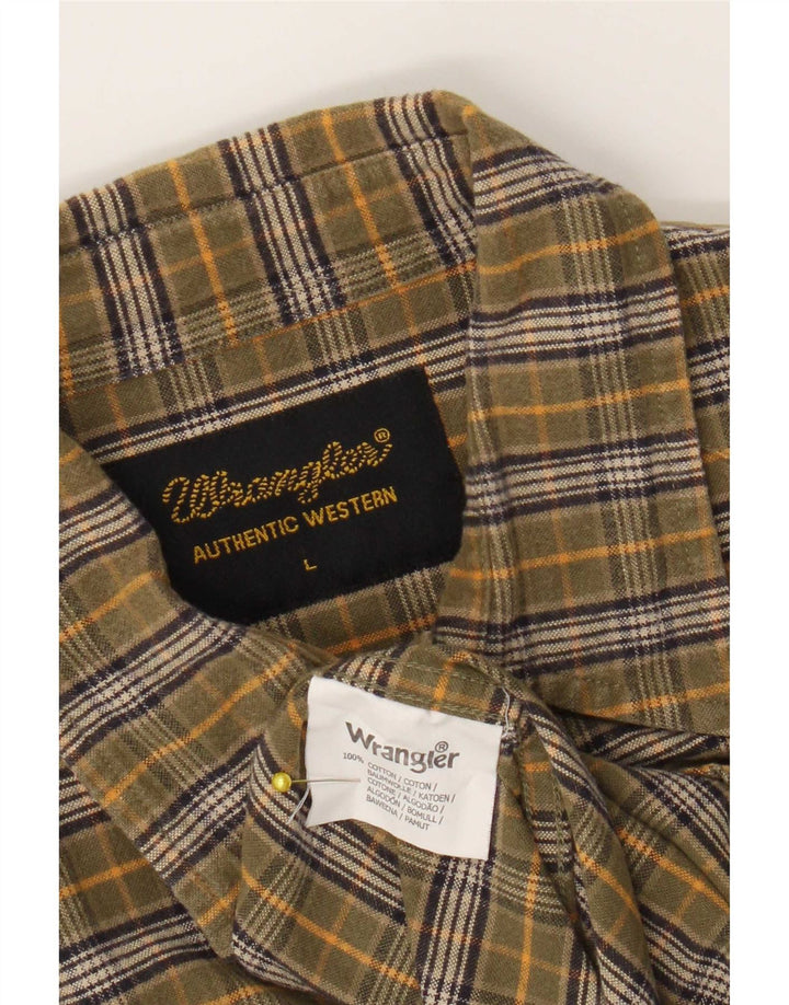 Wrangler Camisa De Franela De Algodón A Cuadros Caqui Grande Para Hombre