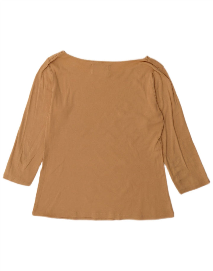 Zara Mujer Top Manga 3/4 UK 44 Grande Algodón Beige