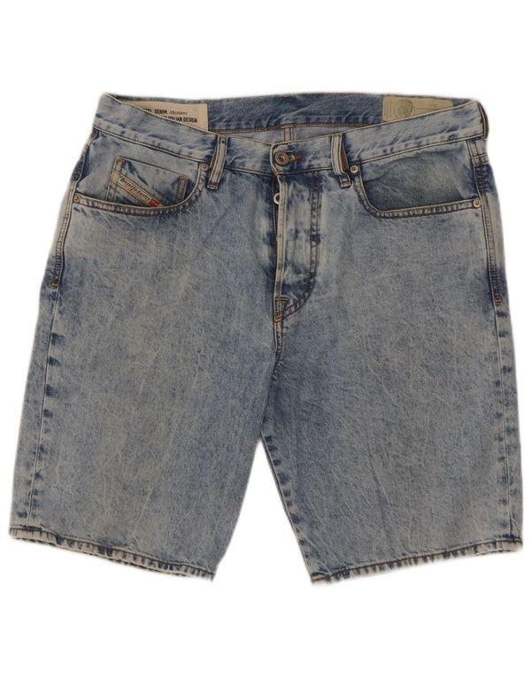 Diesel Hombre D-Mirk Slim Denim Shorts W32 Algodón Azul Medio