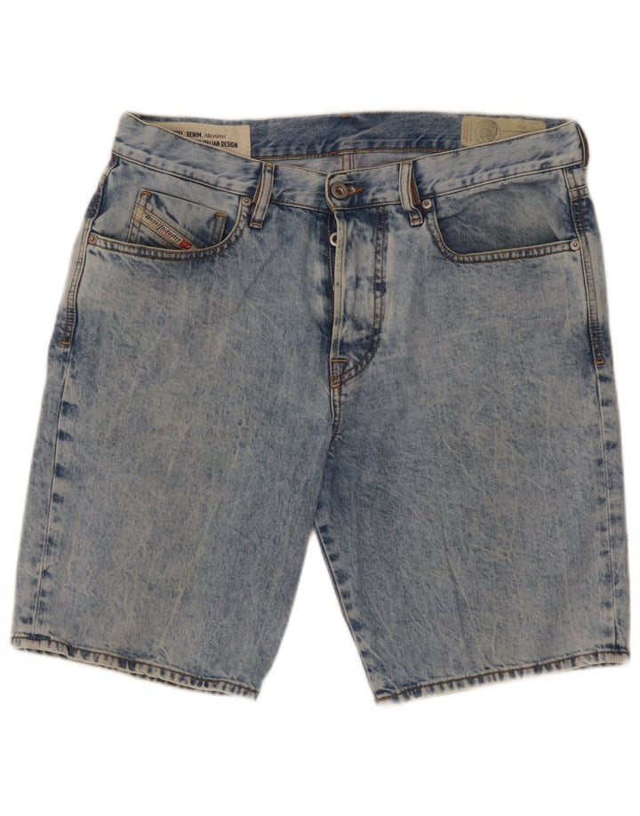 Diesel Hombre D-Mirk Slim Denim Shorts W32 Algodón Azul Medio
