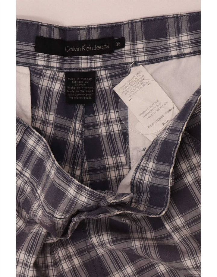 Pantalones cortos cargo Calvin Klein para hombre W36 Algodón a cuadros azul marino grande