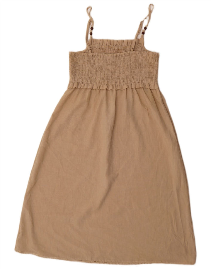 Zara Mujer Vestido Acampanado Sin Mangas UK 42 Medio Beige