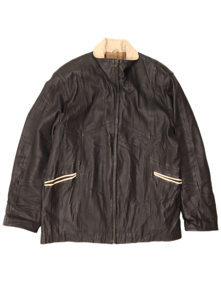 Vintage hombres chaqueta de cuero Reino Unido 40 grande negro