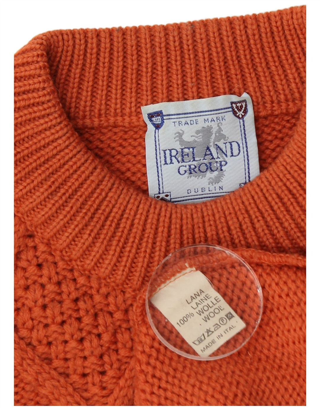 Trademark - Jersey de cuello redondo para hombre, color naranja medio, lana Fair Isle