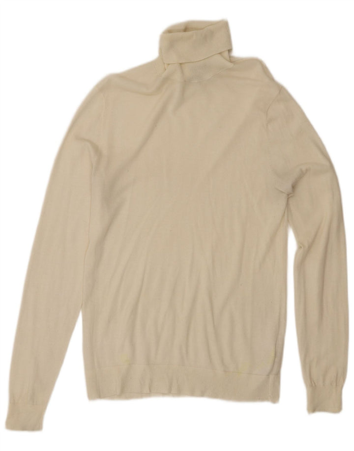 MASSIMO DUTTI Suéter tipo jersey con cuello vuelto para mujer UK 12 Medium White