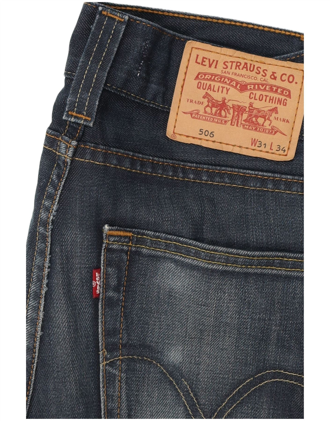 LEVI'S Jeans rectos de ajuste estándar 506 para hombre W31 L30 Algodón azul
