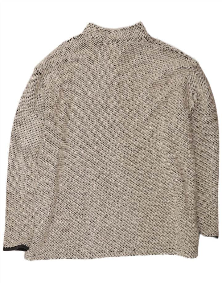 Weird Fish Sudadera con Cuello con Cremallera para Hombre Jersey Mediano de algodón Moteado en Blanco Roto