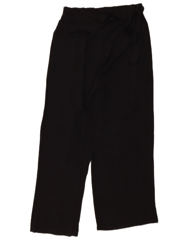 Zara Mujer Pantalones Casuales De Pierna Ancha Grande W30 L30 Poliéster Negro