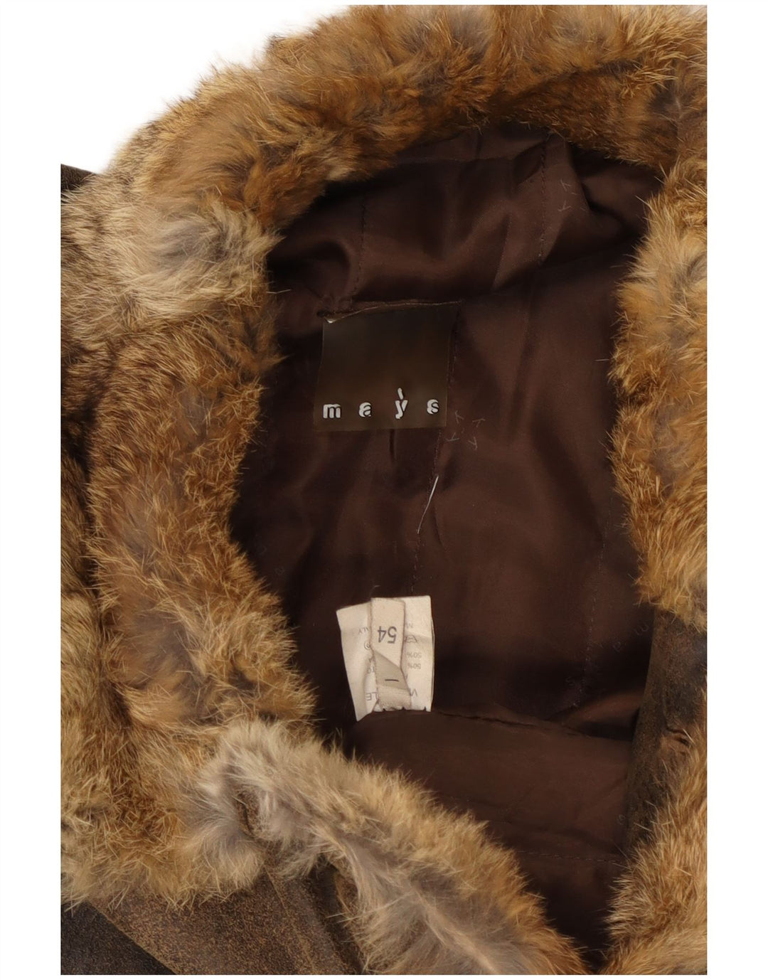 MAYS Chaqueta de cuero para hombre UK 40 Cuero marrón grande