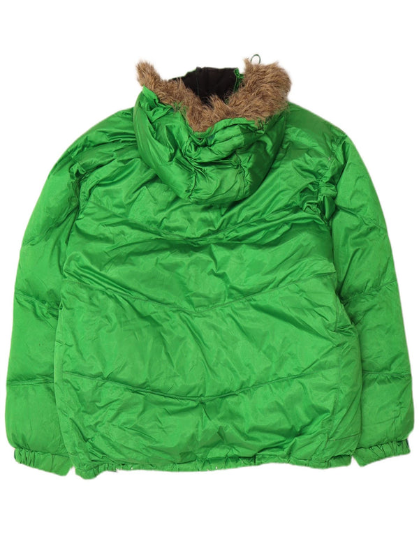 Quiksilver Chaqueta acolchada con capucha para hombre UK 40 Large Acrílico verde