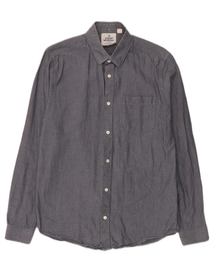 Camisa de hombre de Cheap Monday de algodón gris medio