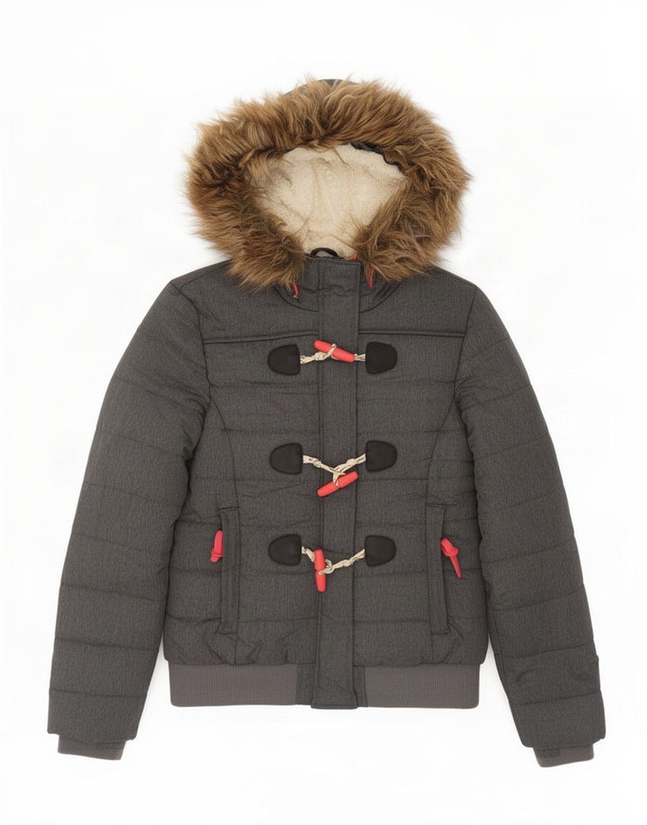 Superdry Chaqueta Bomber Acolchada Con Capucha Para Mujer UK 44 Poliéster Gris Grande