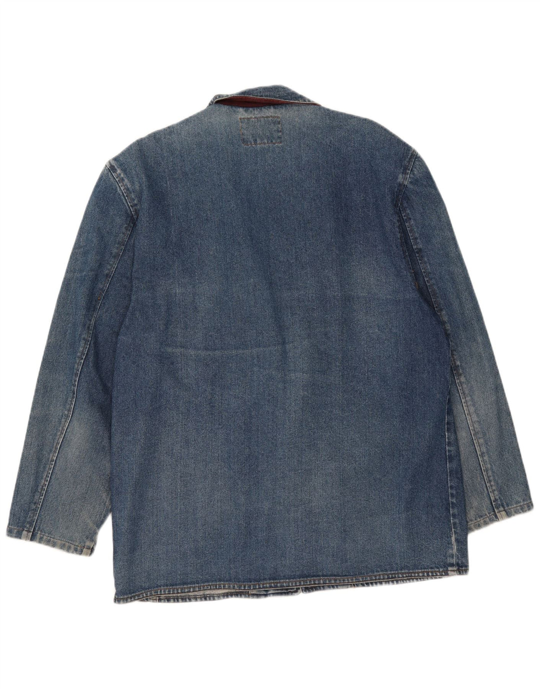 Vintage hombres 1 botón denim Blazer chaqueta IT 48 algodón azul medio