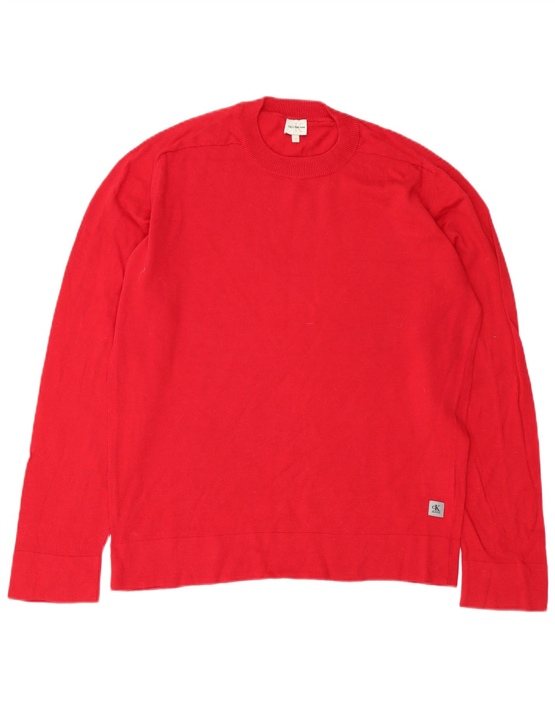Calvin Klein Jeans - Jersey de cuello redondo para hombre, color rojo medio, algodón
