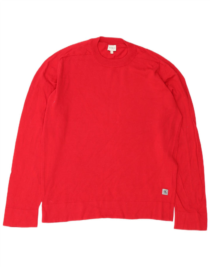Calvin Klein Jeans - Jersey de cuello redondo para hombre, color rojo medio, algodón