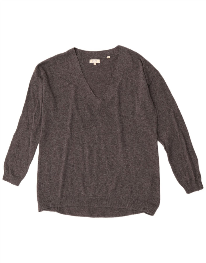 Fat Face Jersey extragrande con cuello en V para mujer UK 40 Lana gris medio