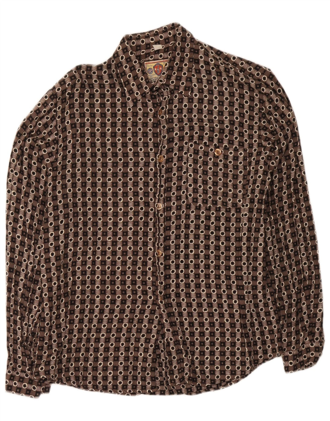 Camisa Vintage Niño 15-16 Años XL Marrón Geométrica