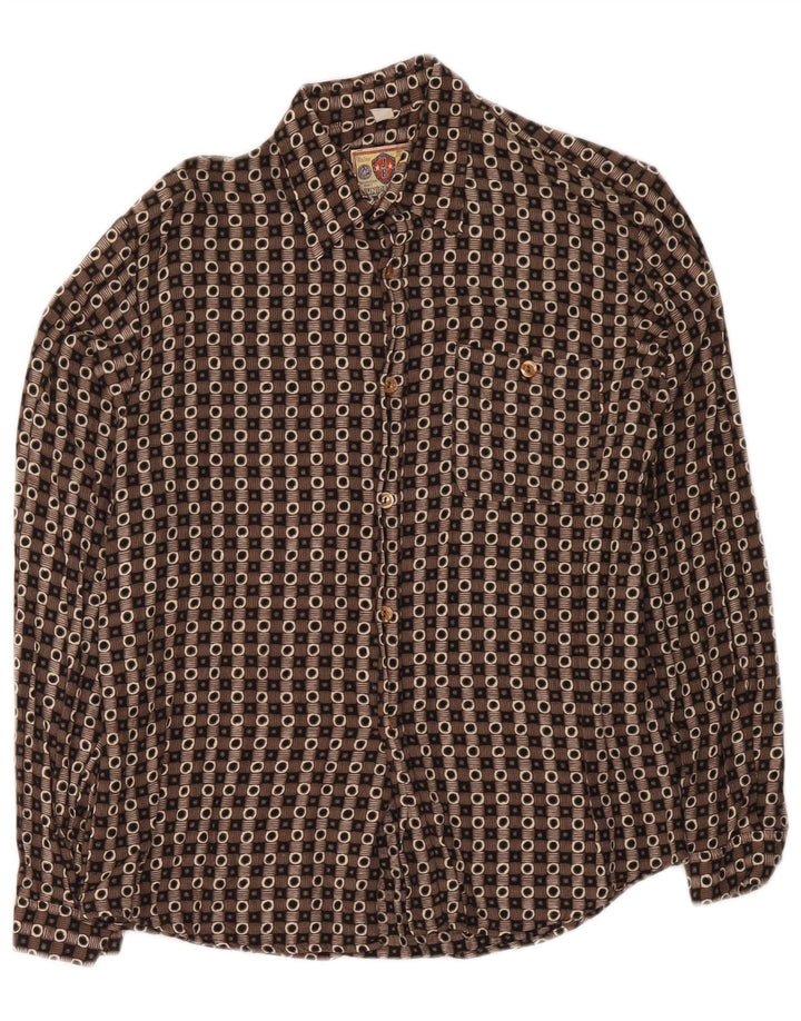Camisa Vintage Niño 15-16 Años XL Marrón Geométrica
