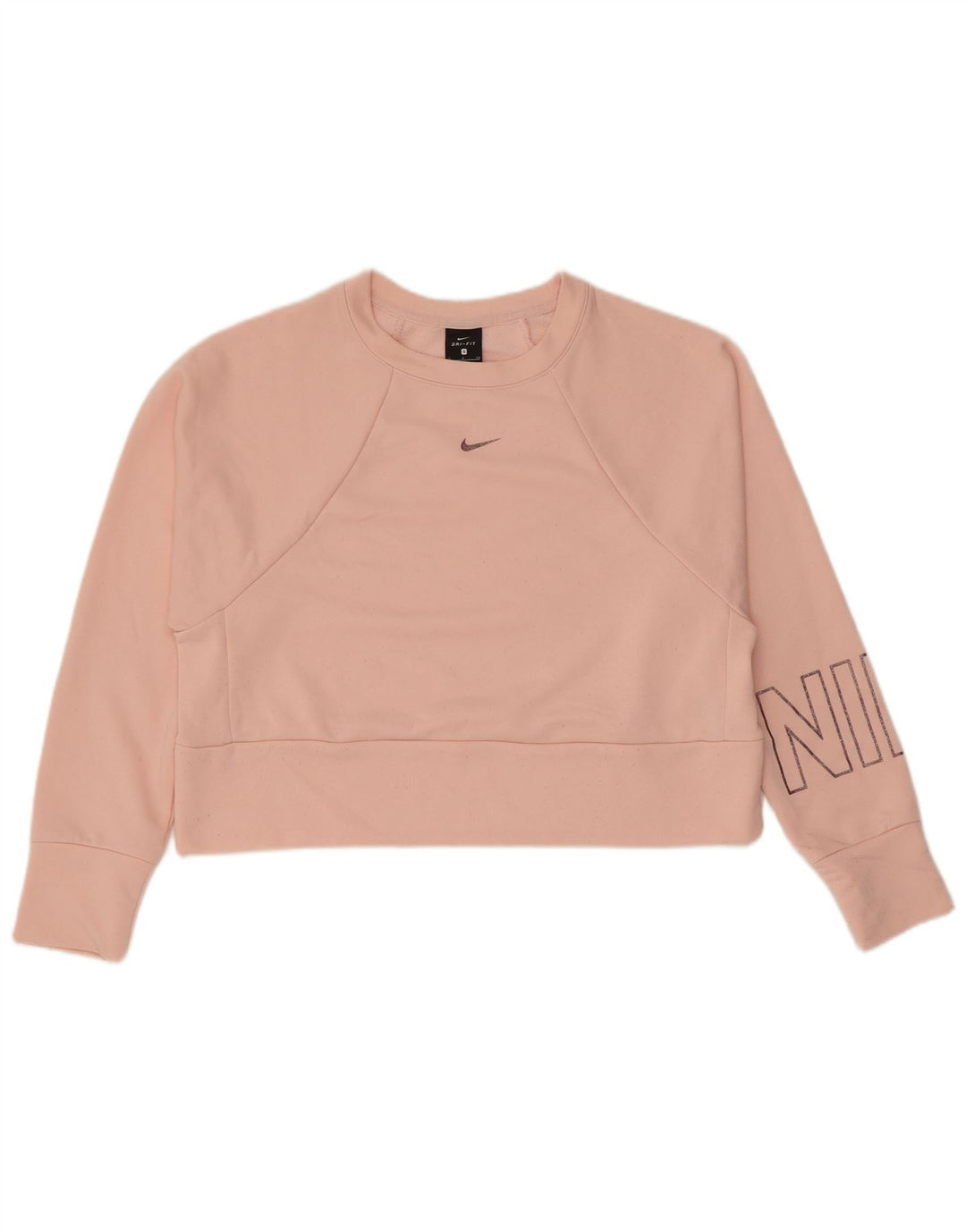 Nike Mujer Oversize Graphic Crop Sudadera Jumper UK 10 Small Pink