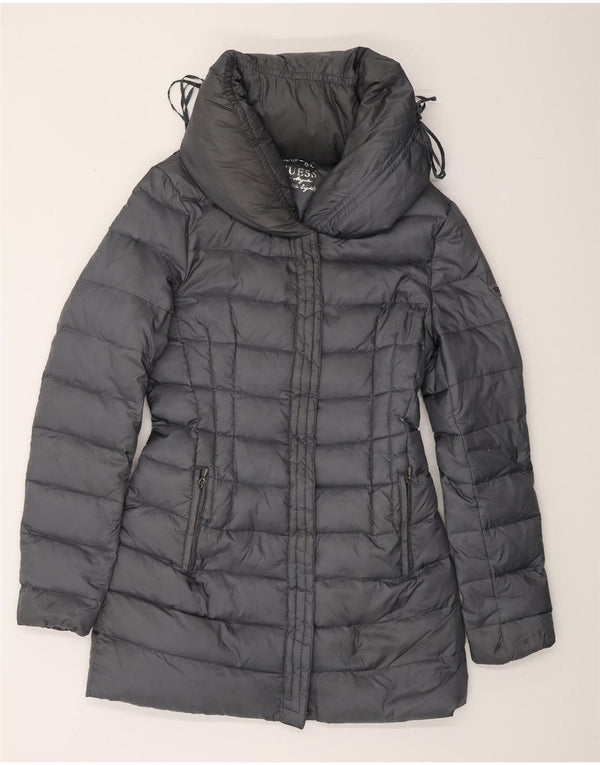 GUESS Abrigo acolchado para mujer UK 6 XS Gris Poliéster
