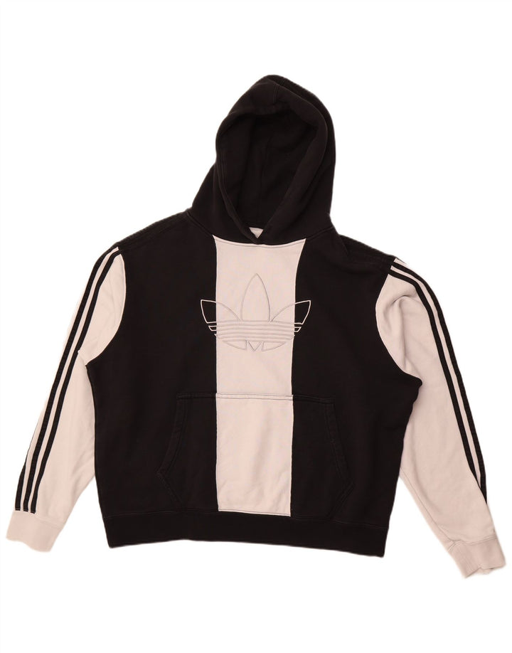 ADIDAS Hombre Graphic Sudadera con capucha Jumper Large Negro Colorblock Algodón