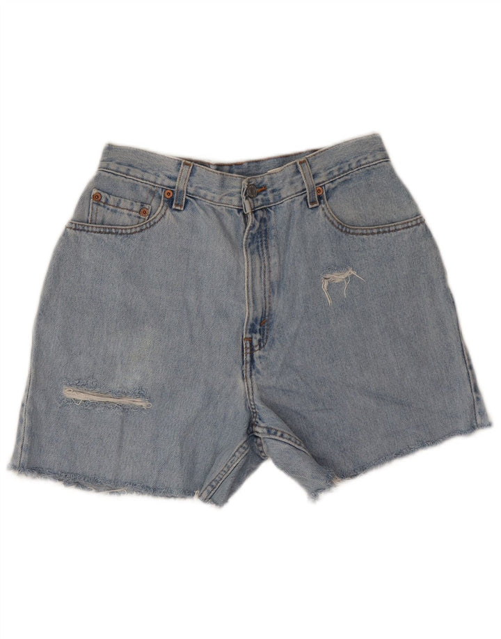 LEVI'S Mujer 550 Pantalones Cortos De Mezclilla De Corte Relajado Desgastados Mediano W28 Azul