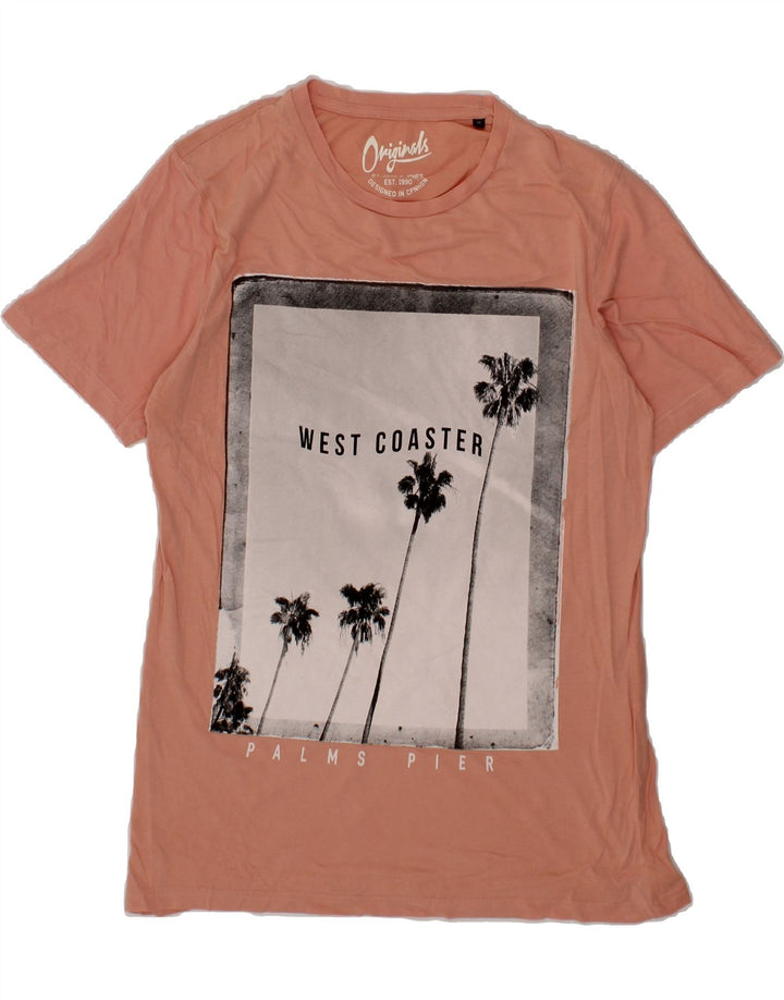 JACK & JONES Mens Graphic T-Shirt Top Medium Pink Cotton Vintage Jack & Jones and Second-Hand Jack & Jones from Messina Hembry 