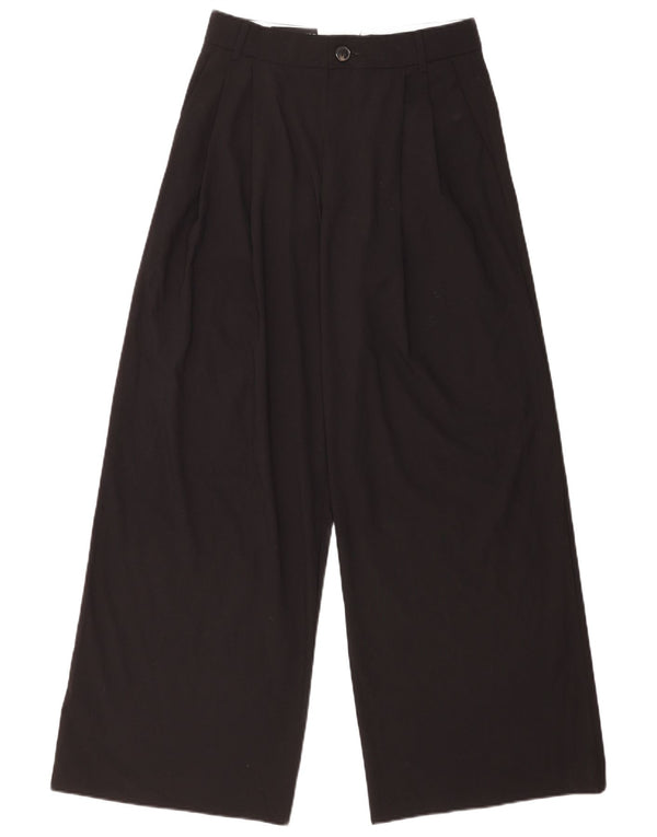 Zara Pantalones Casuales De Pierna Ancha Y Cintura Alta Para Mujer Pequeños W26 L31 Negro
