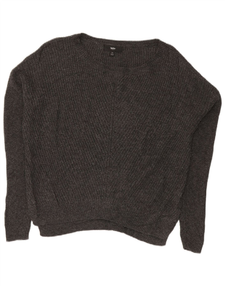 MOSSIMO Jersey extragrande con cuello barco para mujer, talla 40, talla pequeña, algodón gris