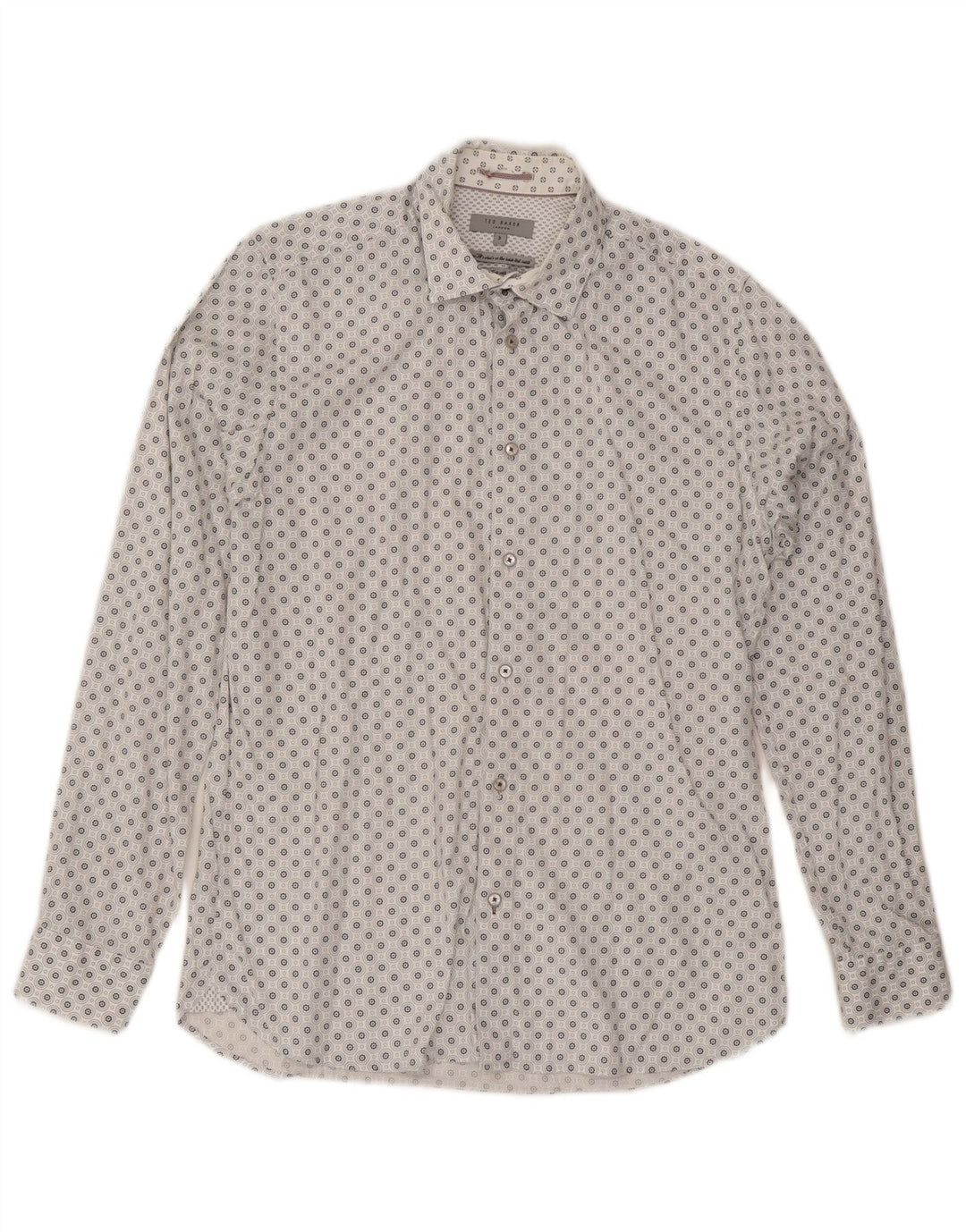 Ted Baker Camisa para hombre Talla 3 Mediana Algodón geométrico blanco