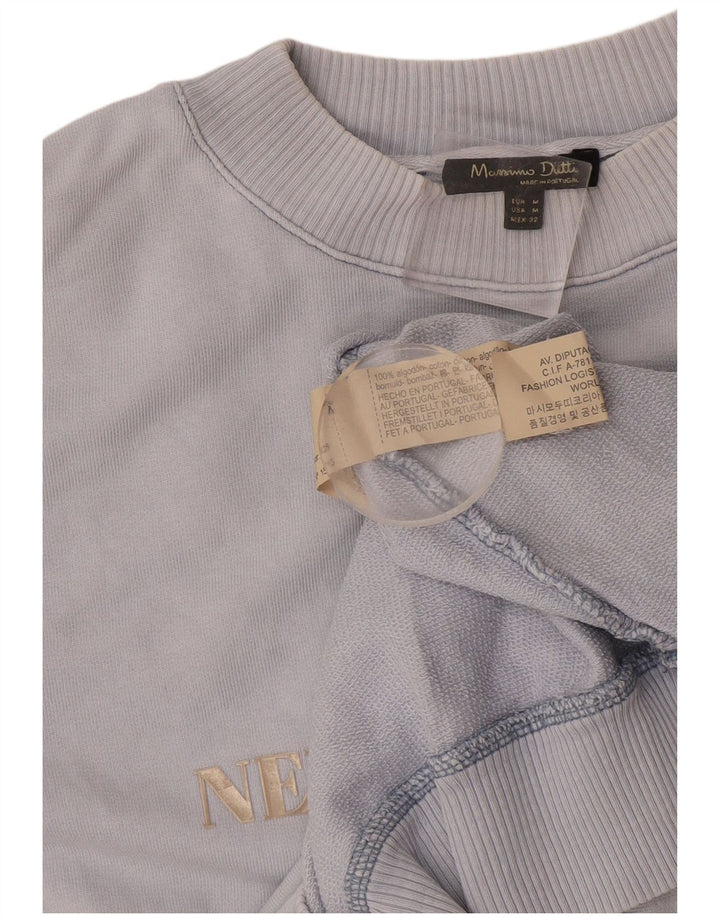 Massimo Dutti Mujer Gráfico Sudadera Oversize Jersey UK 44 Azul Medio