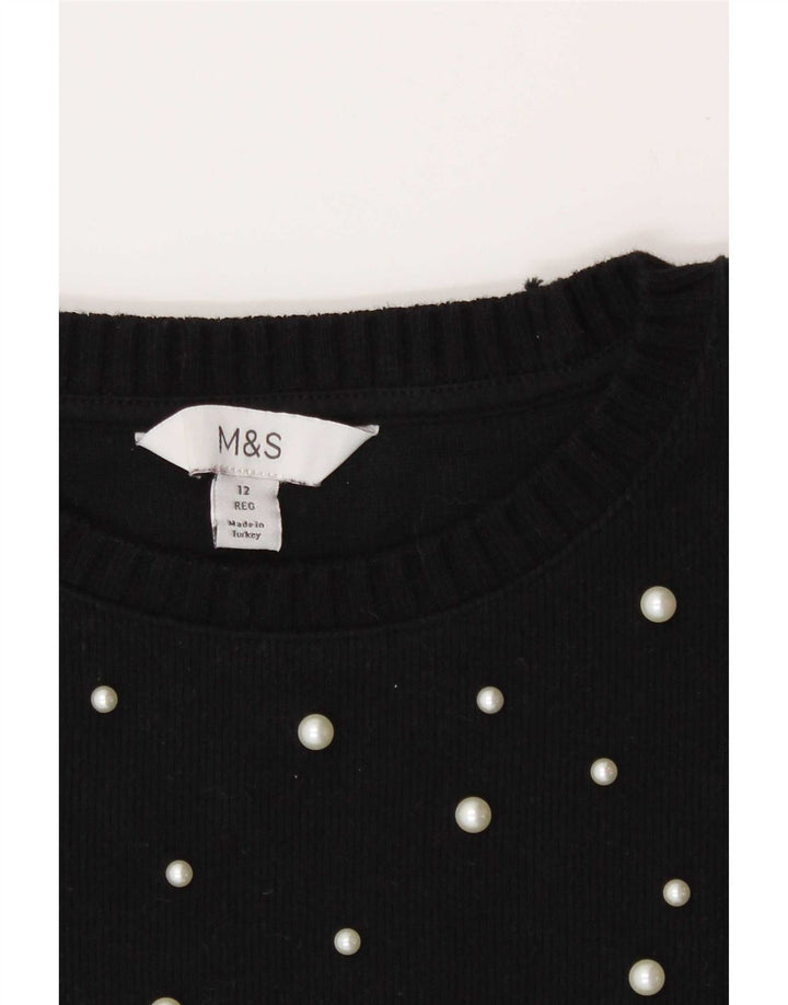 Marks & Spencer Blusa para Mujer Top UK 40 Mediano Negro Moteado