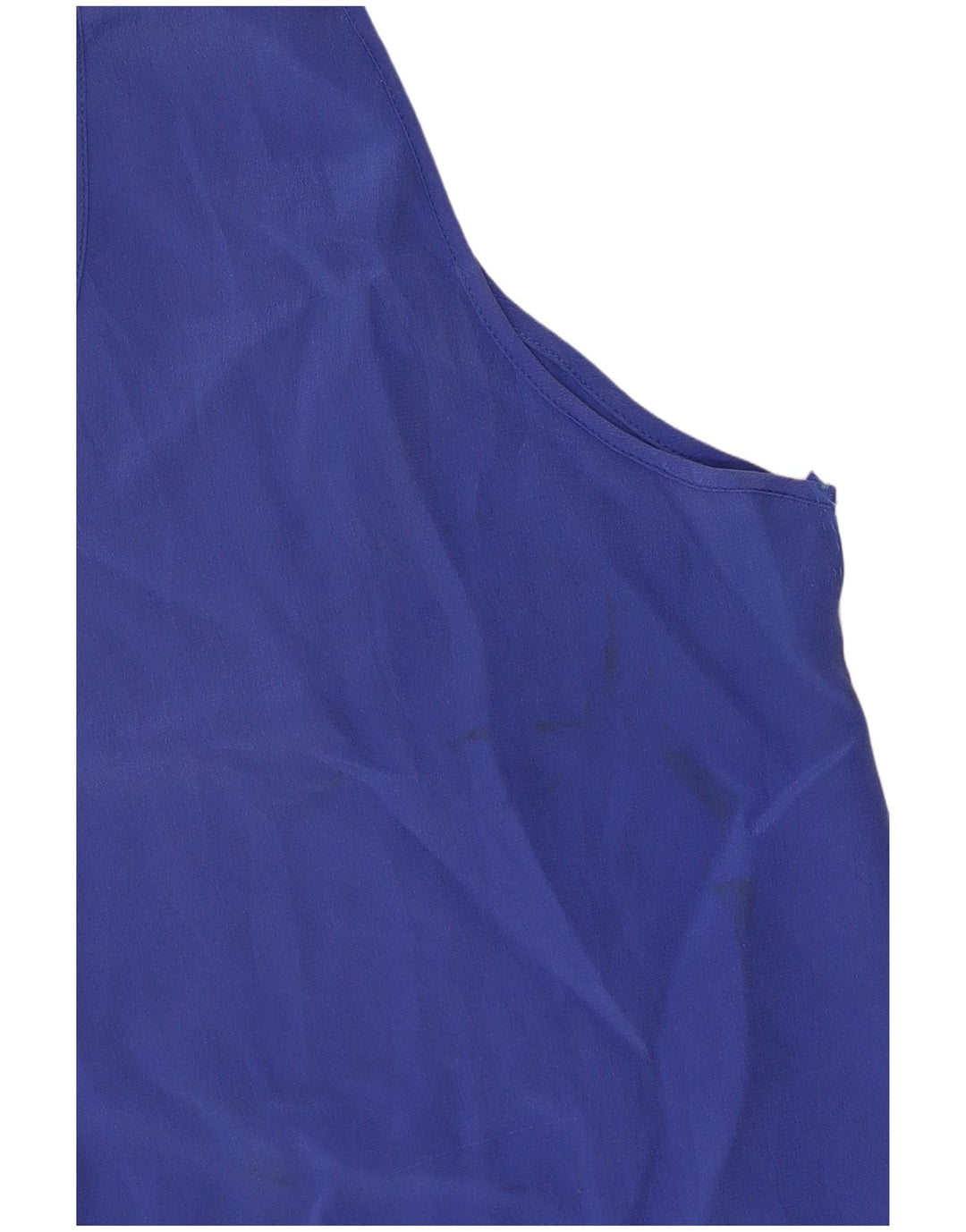 Vintage mujeres ver a través del chaleco Top Reino Unido 8 pequeña seda azul