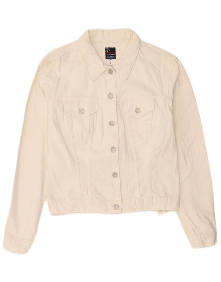 Indian Motocycle - Chaqueta vaquera corta para mujer, talla 40, algodón blanco grande