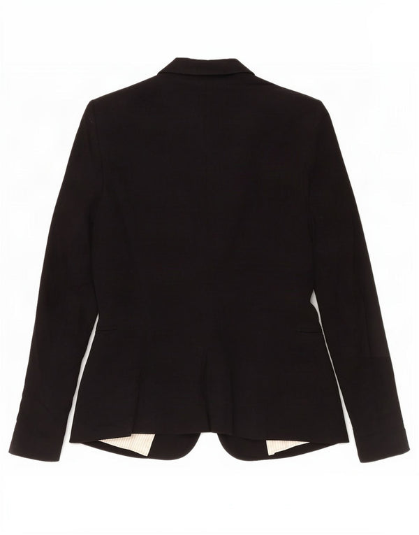 Zara Womens 1 Button Blazer Jacket UK 8 Small Black Acetate