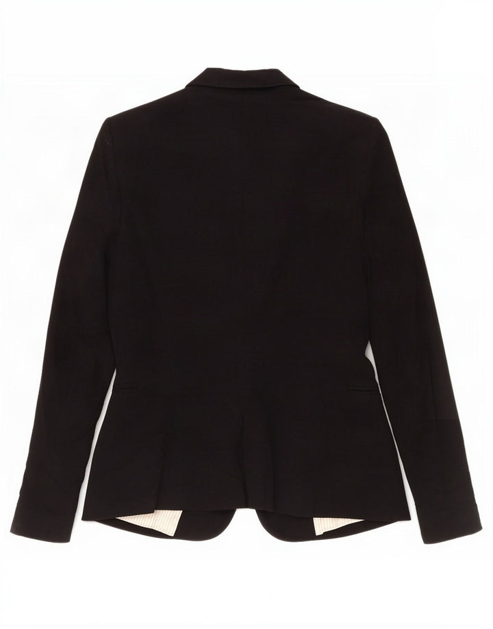 Zara Mujer Chaqueta Blazer De 1 Botón UK 8 Small Acetato Negro