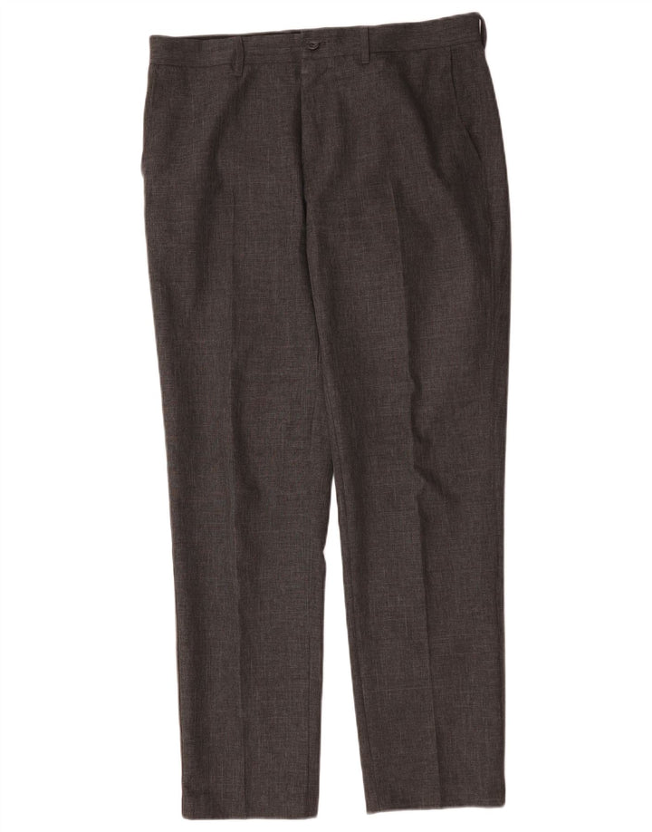 Marks & Spencer Pantalón de traje ajustado para hombre W34 L31 Poliéster gris