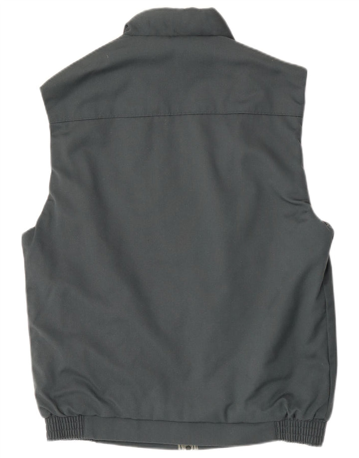 Vintage Hombres Gilet Reino Unido 38 Poliéster Gris Medio